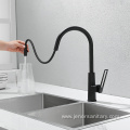 Fashion Long Neck Black Pull Down Kitchen Faucet